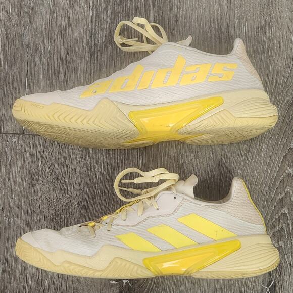ADIDAS MEN'S Barricade Tennis Shoes Ecru Tint / Almost Yellow Size 10 GUC - Picture 5 of 9
